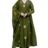 Women Embroidery Solid Anarkali Kurta and Pant Set with Dupatta | Shop X Now
