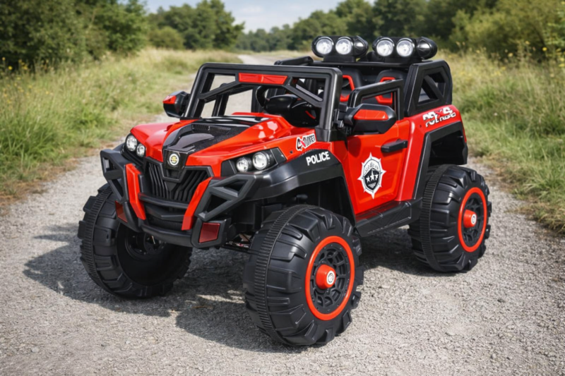 Electric Jeep (Red) | 12V Rechargeable Ride on with 8Ah Battery | Music Player with BT, USB & AUX | Smooth Acceleration | 6M Battery Warranty | Age 3-12 Years, Upto 50 kg | Shop X Now