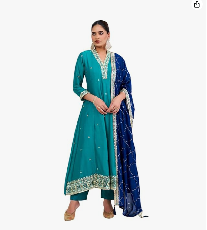 Women's Silk Embroidered Kurta Pant Dupatta Set