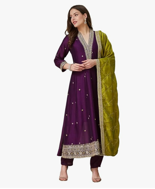 Women's Silk Embroidered Kurta Pant Dupatta Set