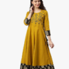 Women's Cotton Relaxed Fit Angrakha Slub Sequin Work Kurta