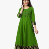 Women's Cotton Relaxed Fit Angrakha Slub Sequin Work Kurta