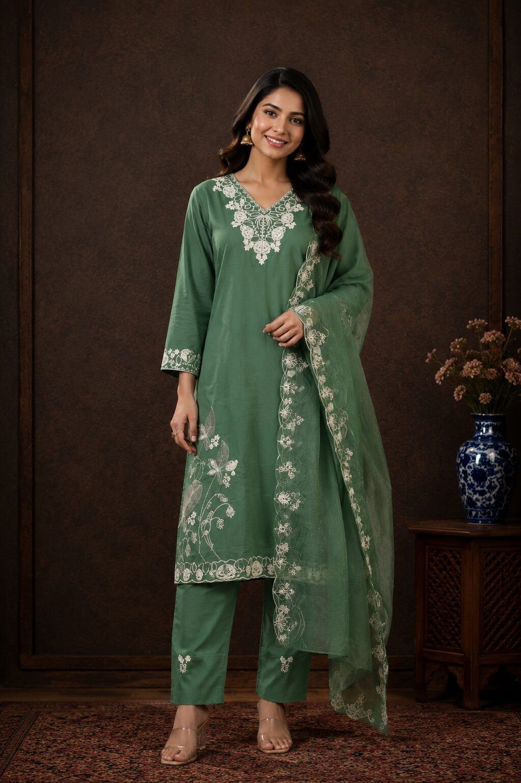Women Dress Mahindi Light color orna set Women Dress Mahindi Light color orna set | Shop X Now