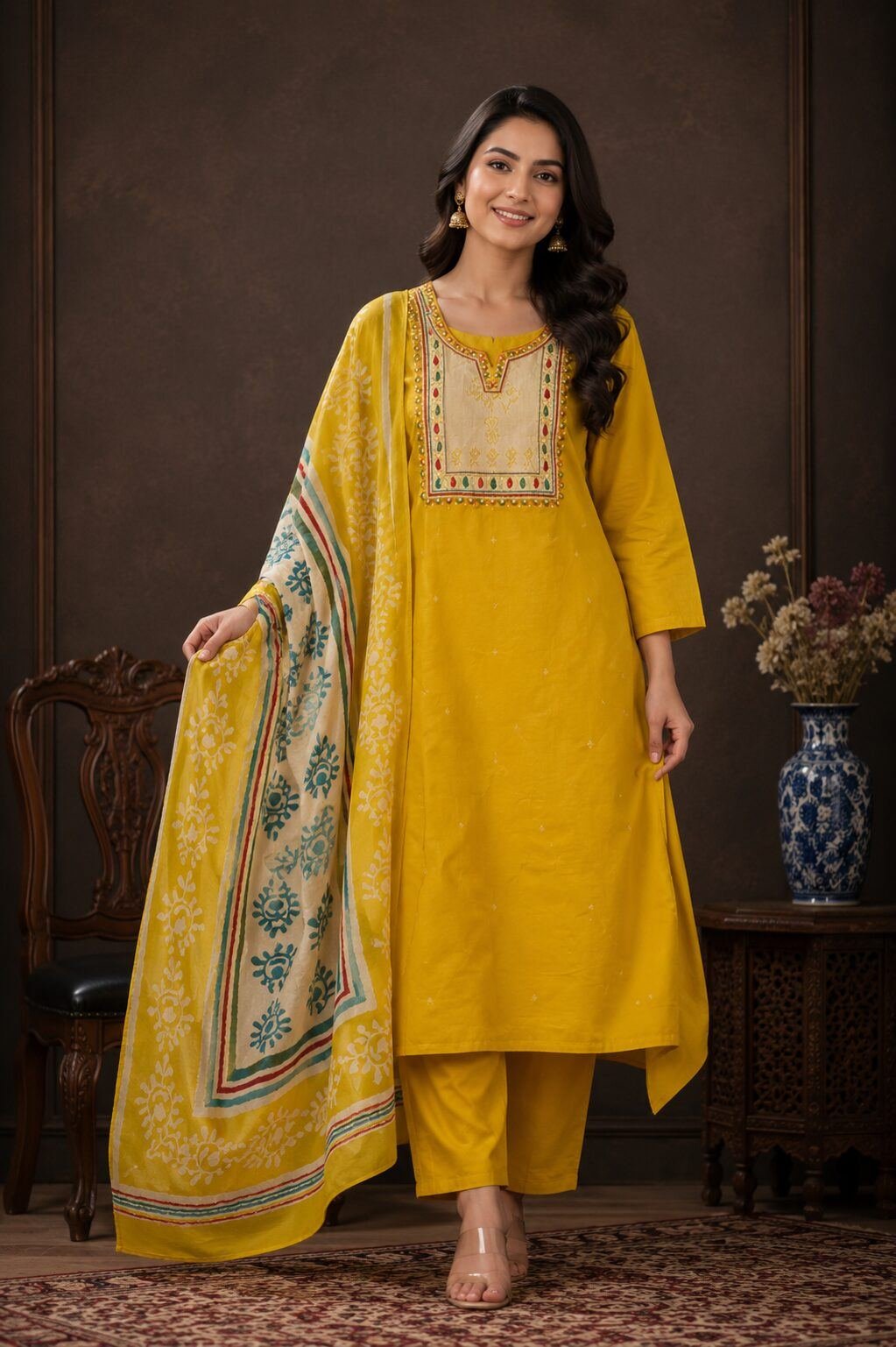 women Gold Printed Cotton Orna With Printed orna paint set full 3pis set women Gold Printed Cotton Orna With Printed orna paint set full 3pis set | Shop X Now